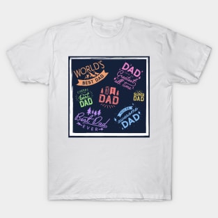 Colorful Fathers Day Text T-Shirt